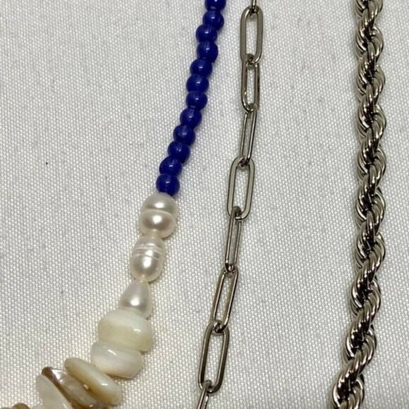 Sonoma Fresh Water Cultured Pearl Paperclip Toggle Chain Rope Layered Necklace - Picture 13 of 15